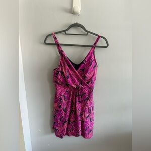 Lands’ End Swimdress One Piece – Size Medium – Pink & Purple Floral